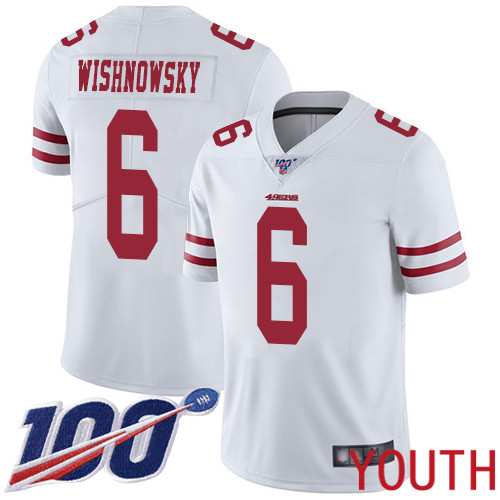 San Francisco 49ers Limited White Youth Mitch Wishnowsky Road NFL Jersey #6 100th Season Vapor Untouchable->san francisco 49ers->NFL Jersey